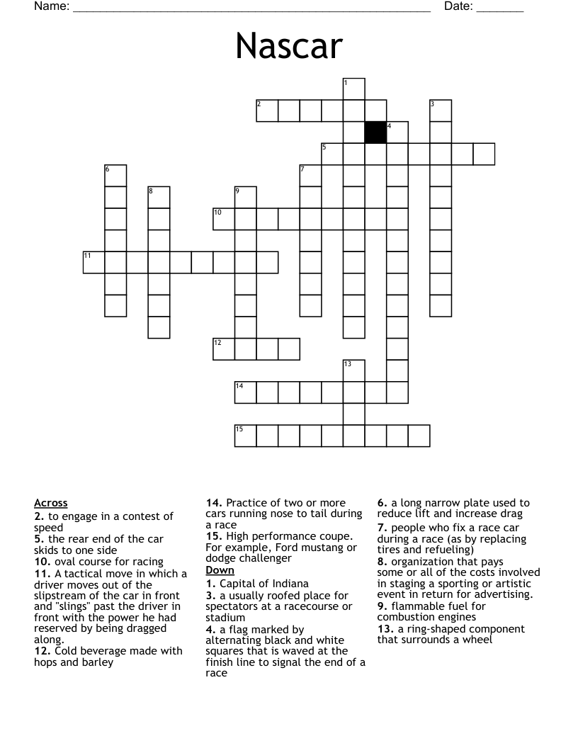 Nascar Crossword