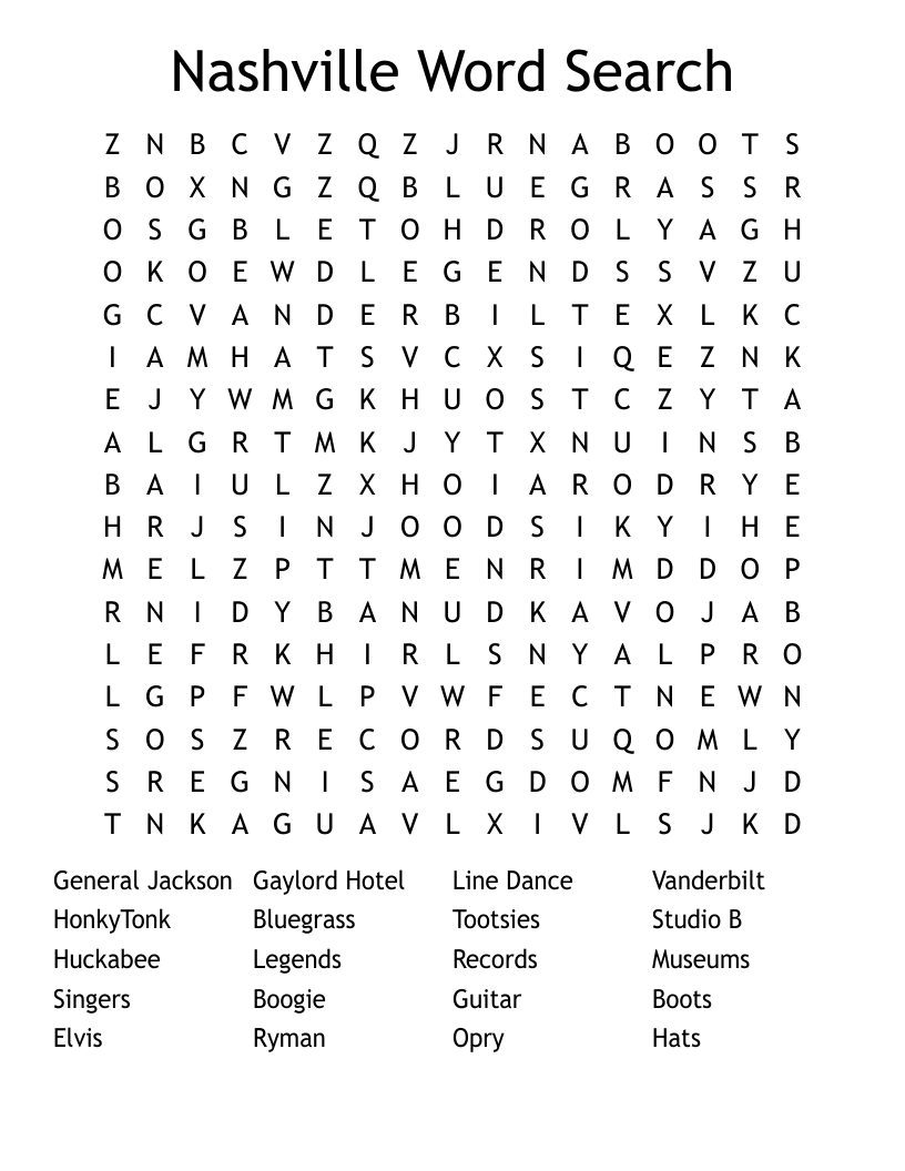 Nashville Word Search