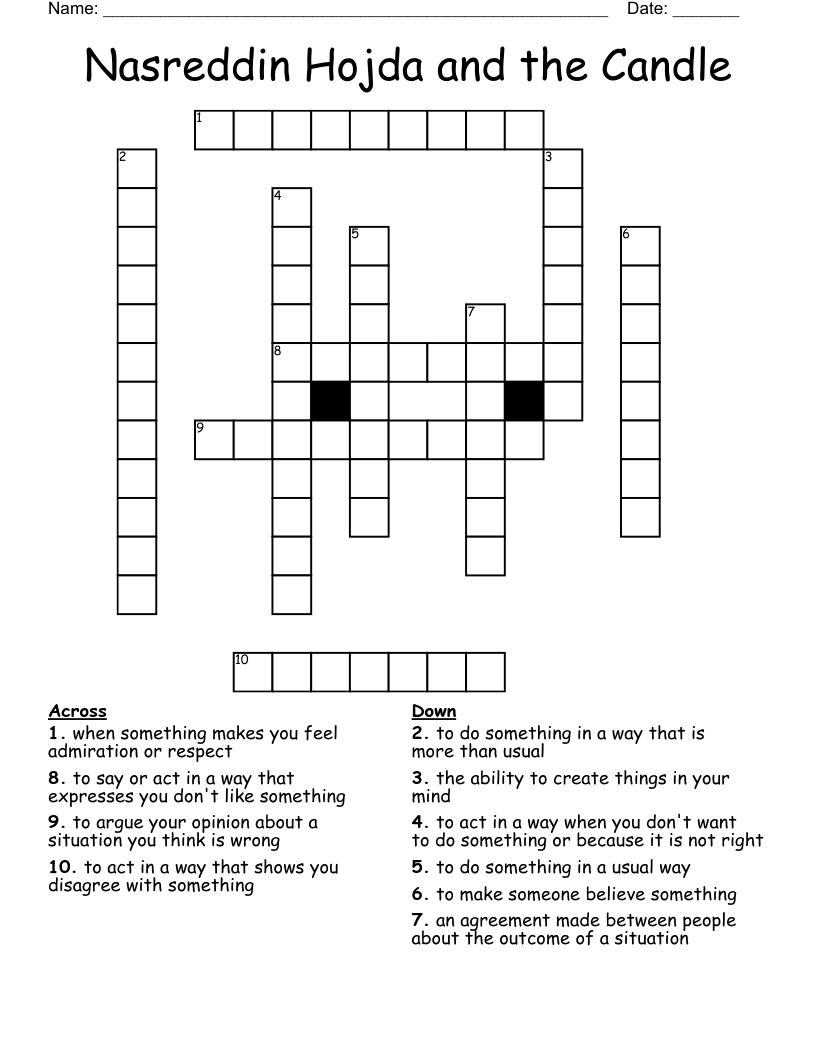 Nasreddin Hojda and the Candle Crossword