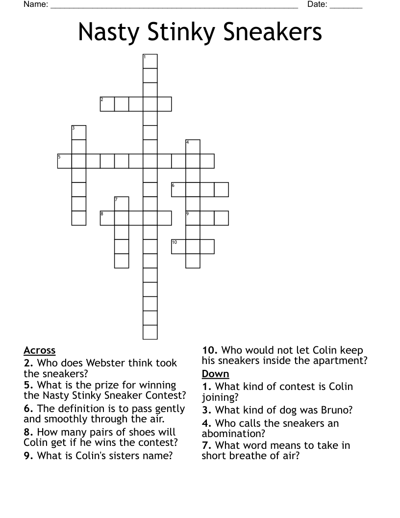Nasty Stinky Sneakers Crossword