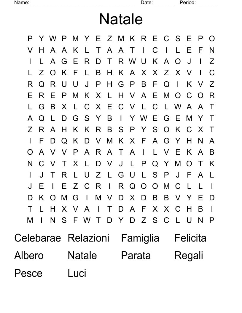 Natale Word Search