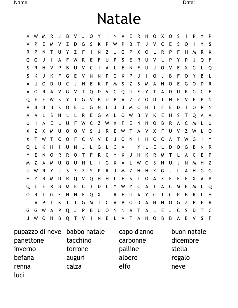Natale Word Search
