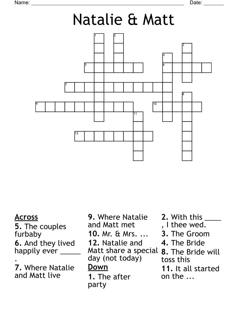 Natalie & Matt Crossword