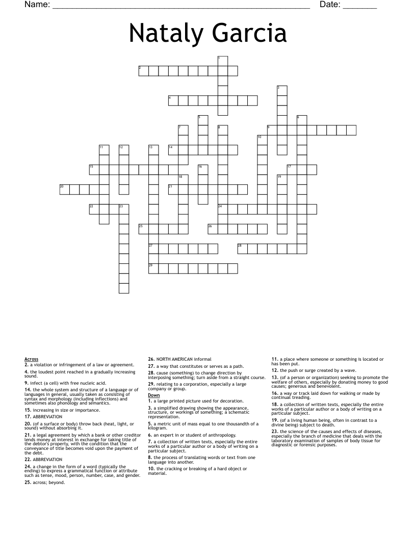 Nataly Garcia Crossword