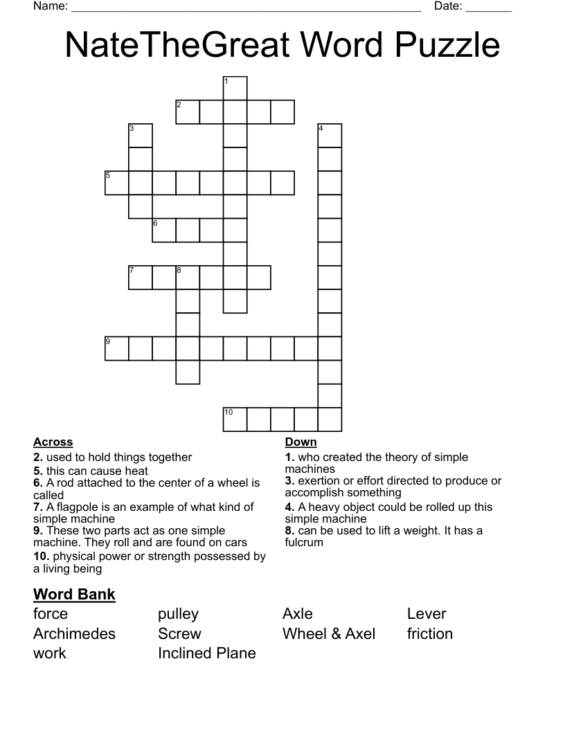 NateTheGreat Word Puzzle Crossword