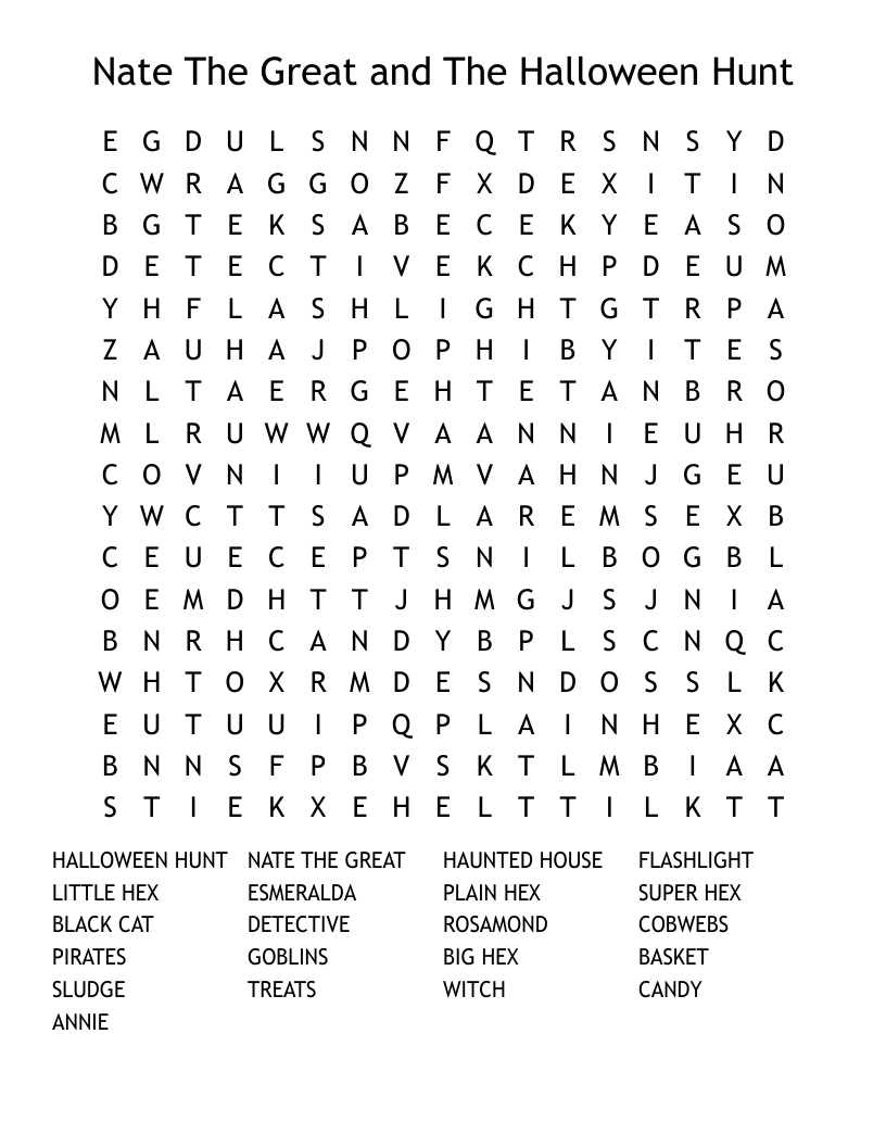 Nate The Great and The Halloween Hunt Word Search