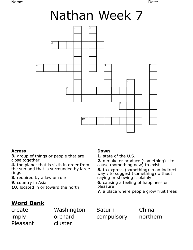 Nathan Week 7 Crossword