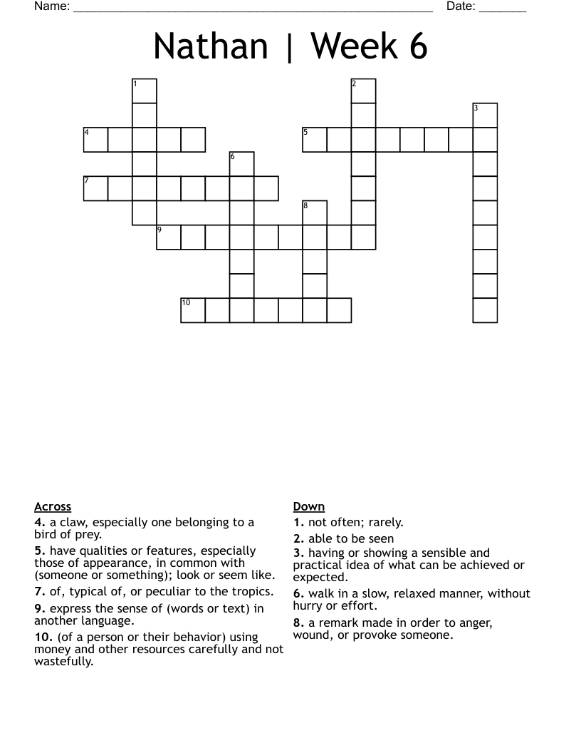 Nathan | Week 6 Crossword