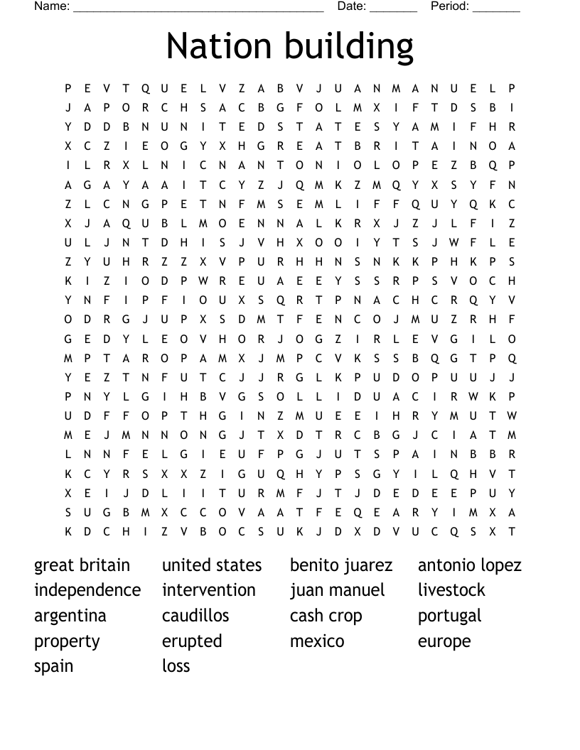 Nation building Word Search