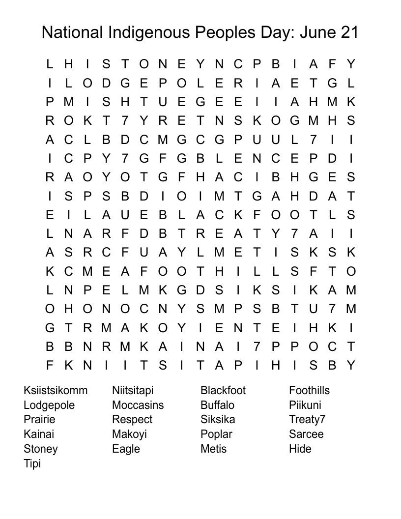National Indigenous Peoples Day: June 21 Word Search
