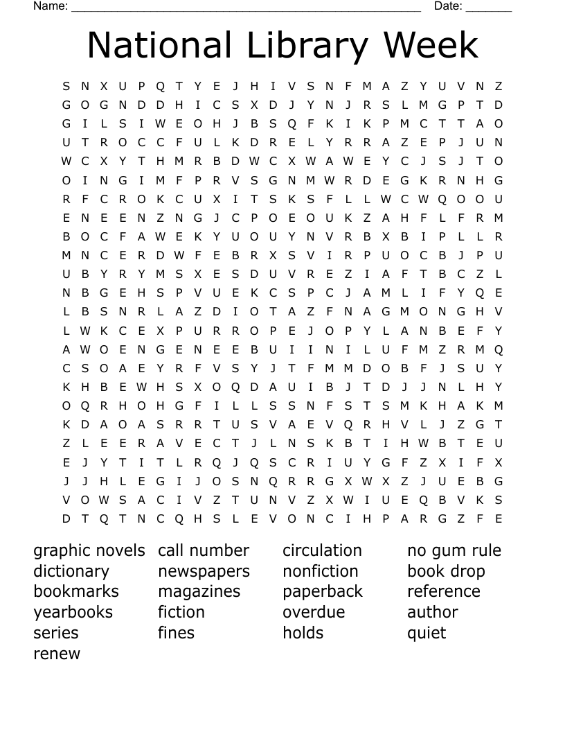 National Library Week Word Search