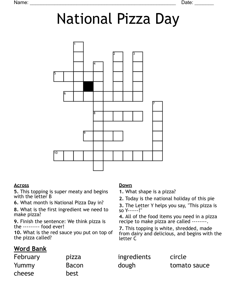 National Pizza Day Crossword