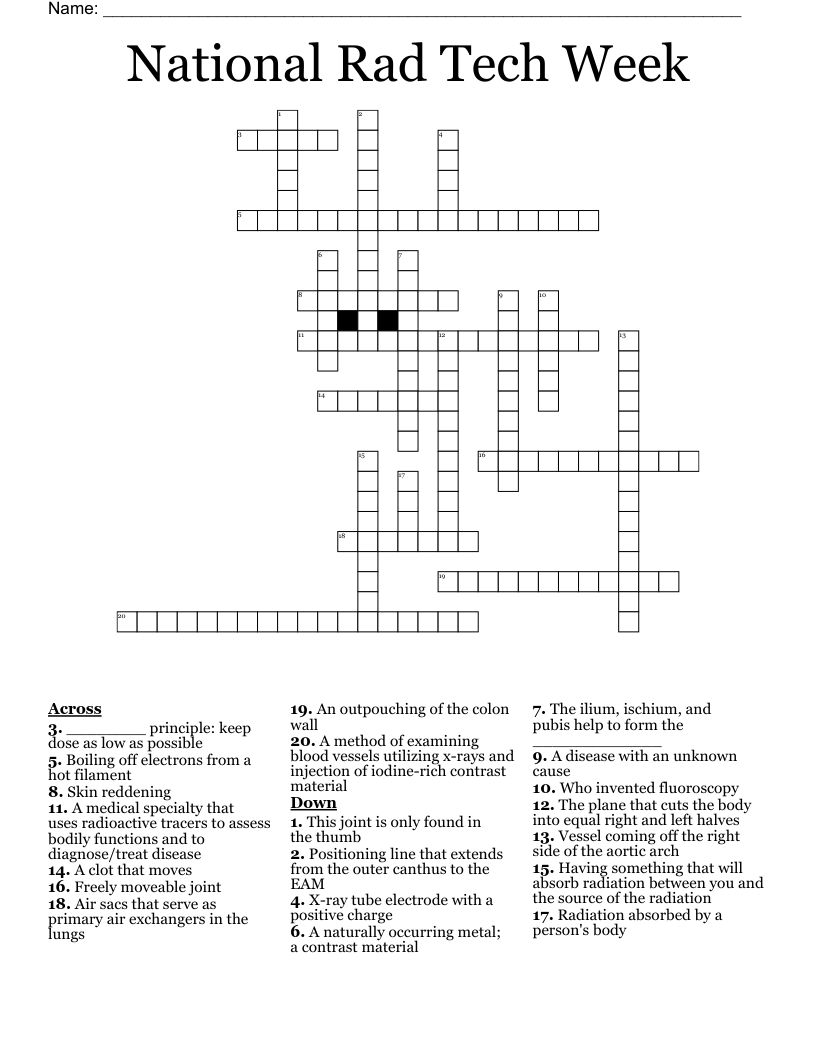 National Rad Tech Week Crossword