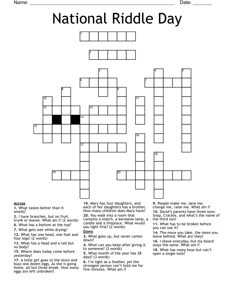 National Riddle Day Crossword