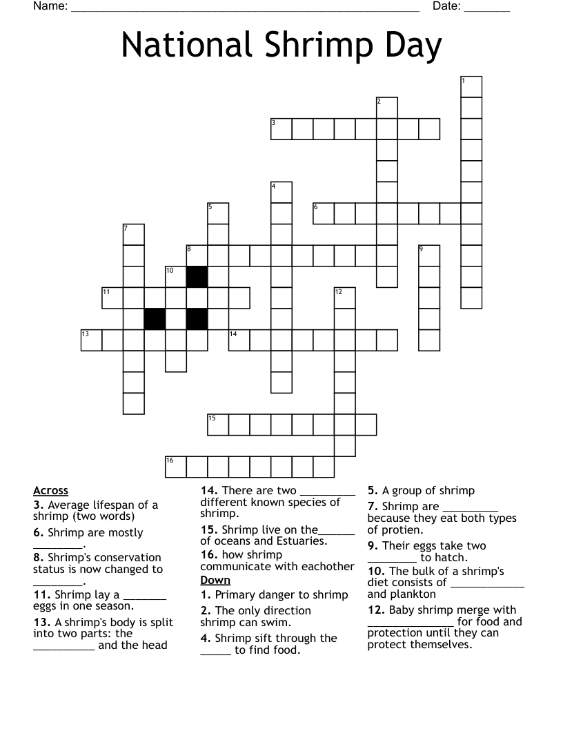 National Shrimp Day Crossword