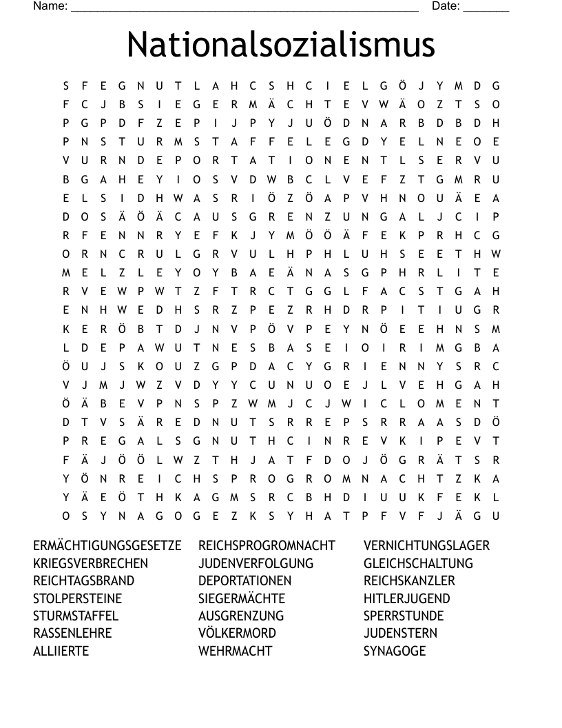 Nationalsozialismus Word Search