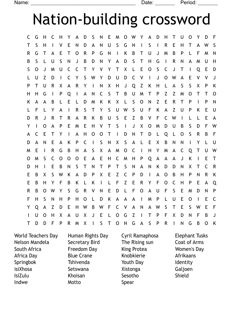Nation-building crossword Word Search