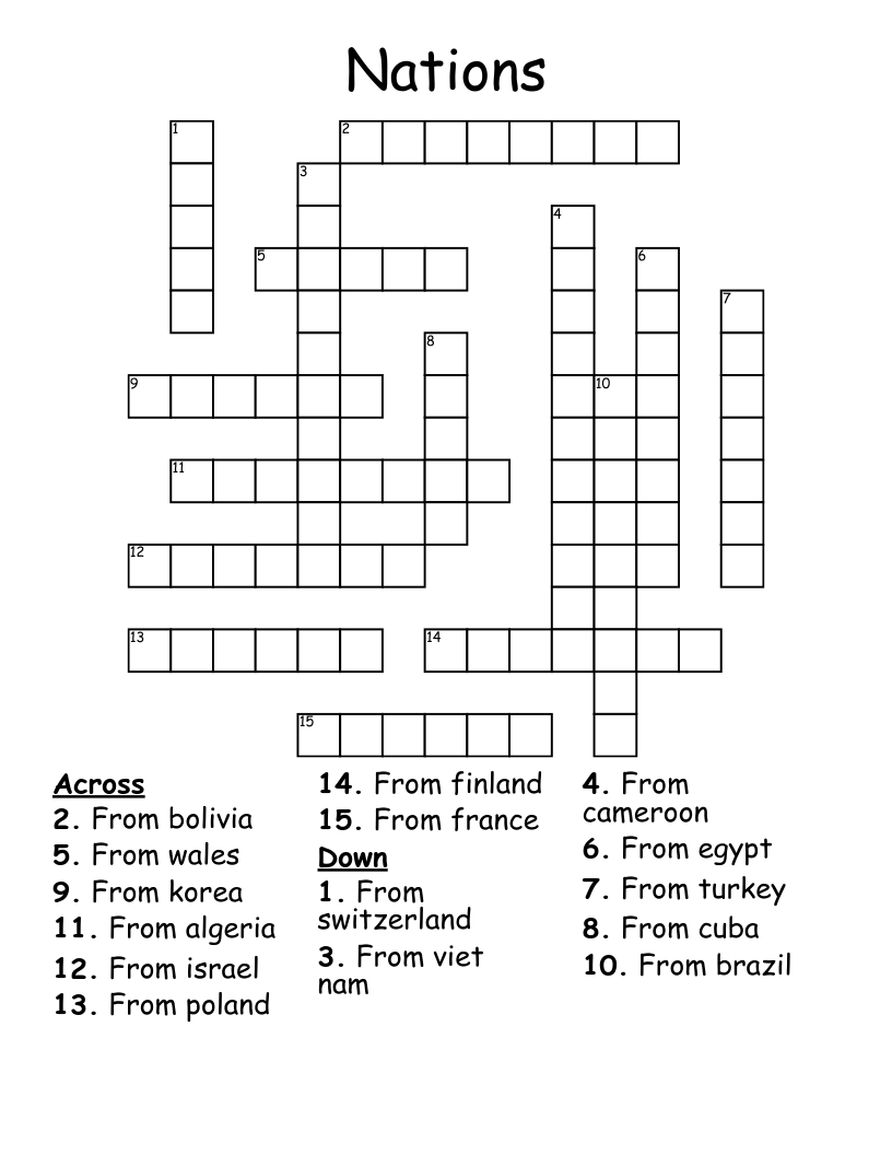 Nations Crossword