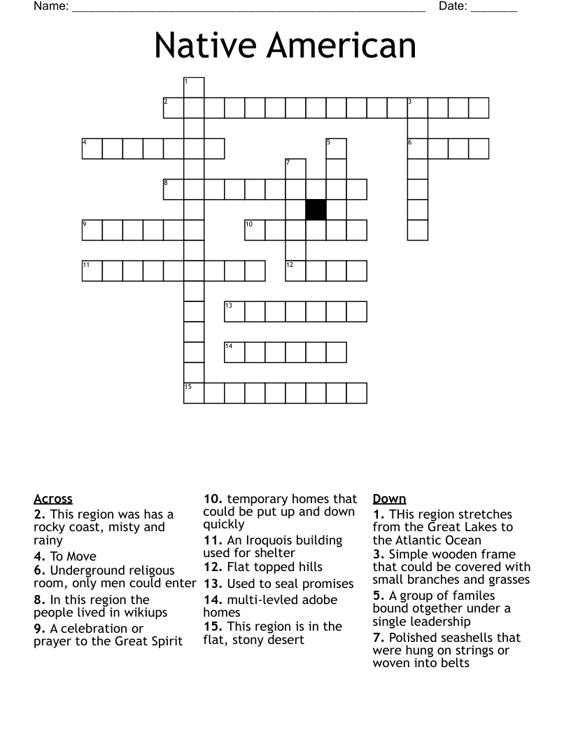 Native American Crossword