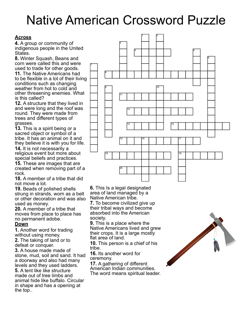 Native American Crossword Puzzle