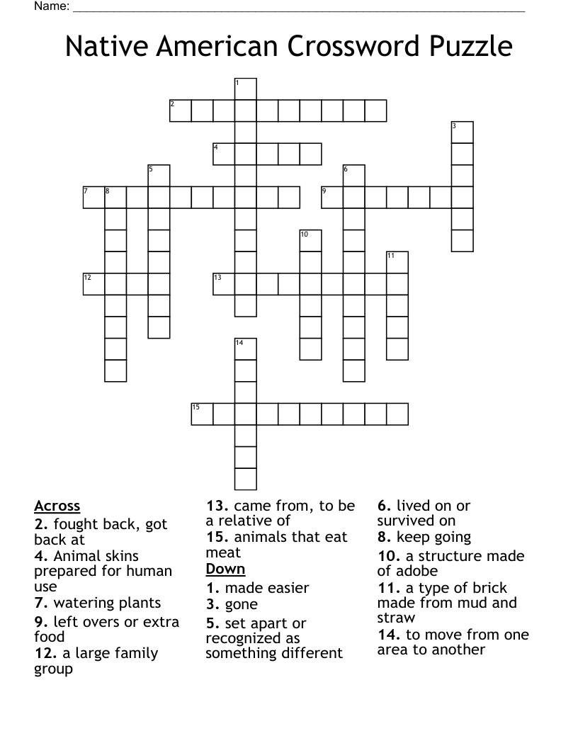 Native American Crossword Puzzle 