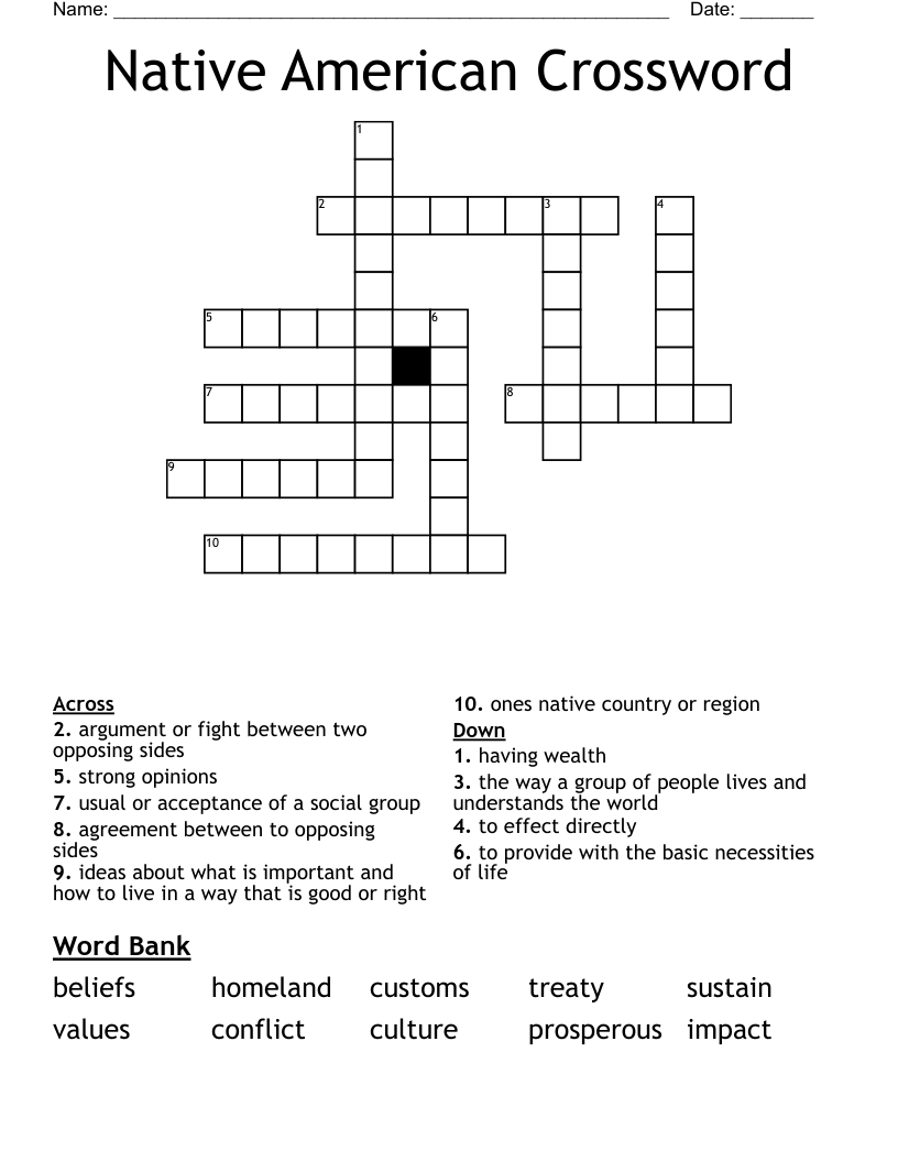 Native American Crossword 