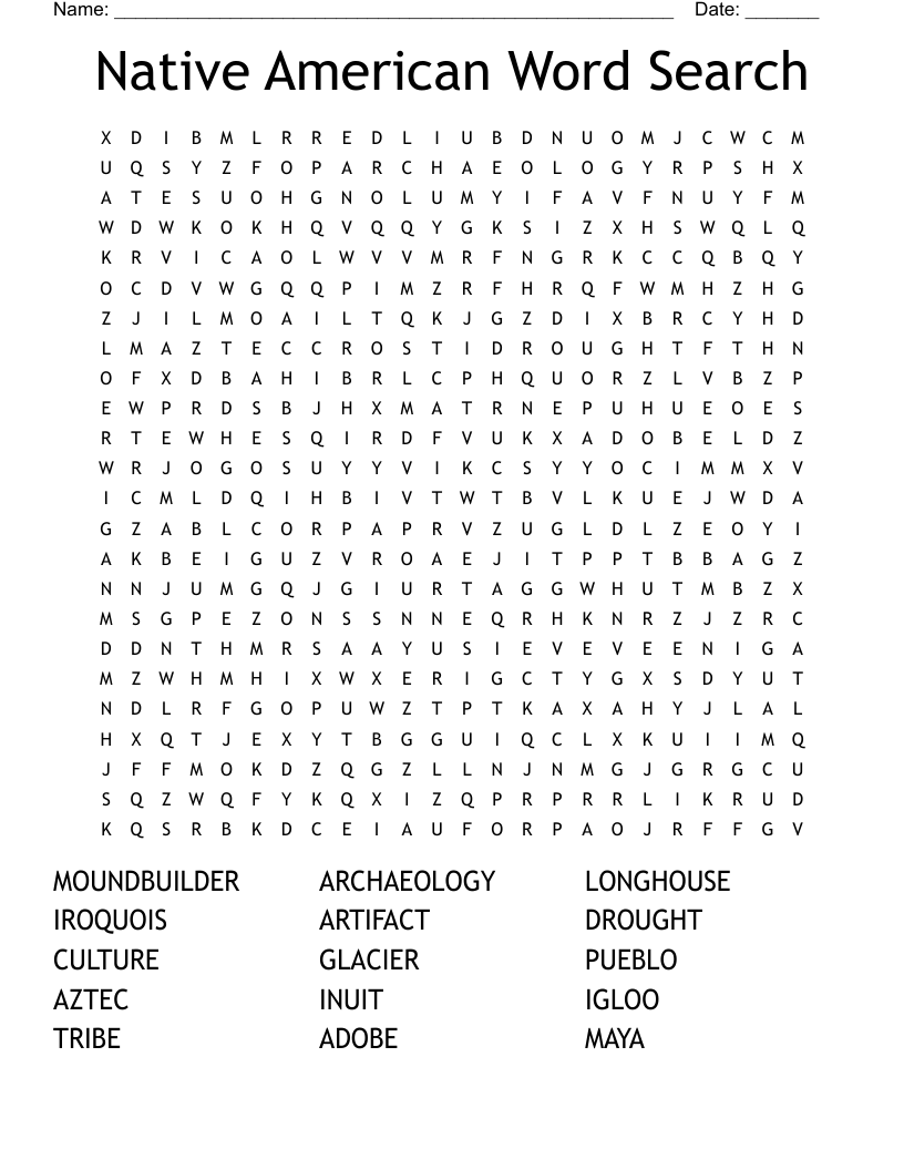 Native American Word Search