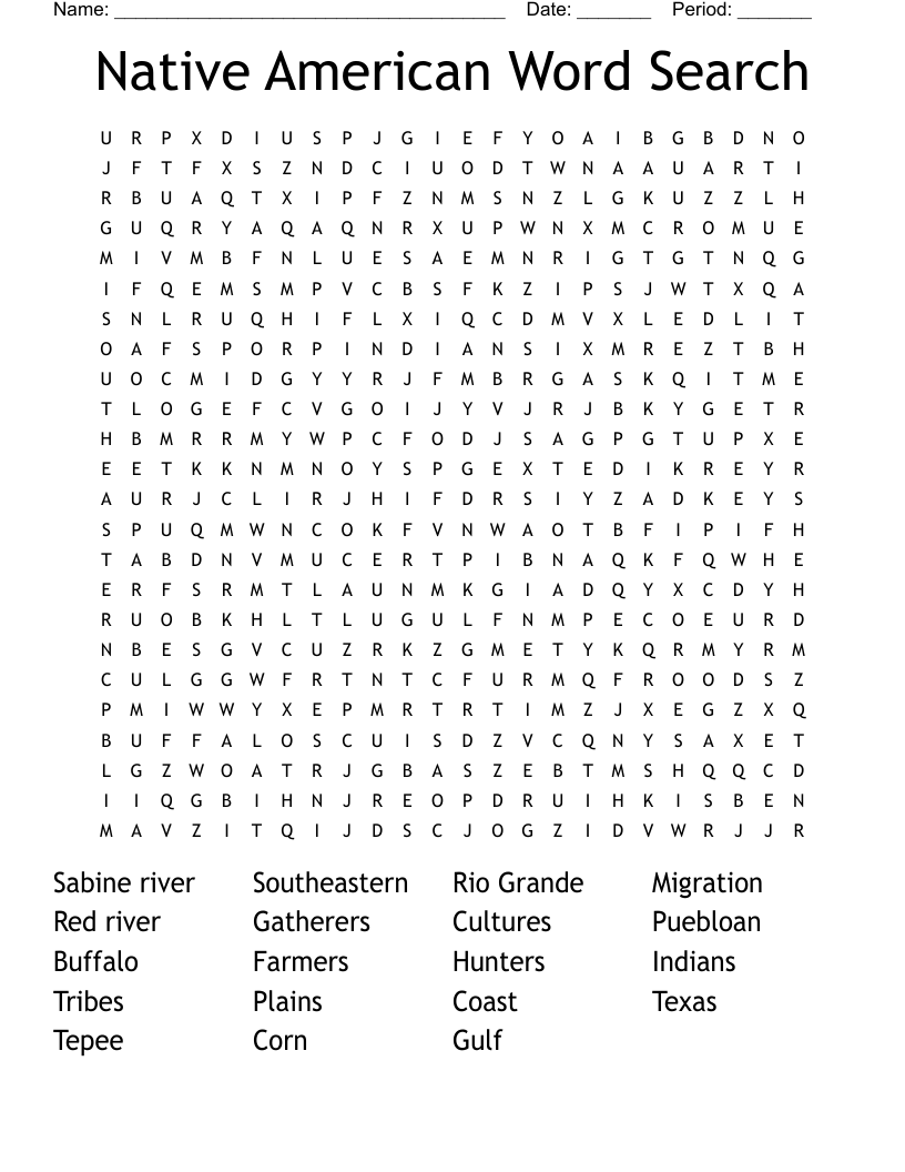 Native American Word Search
