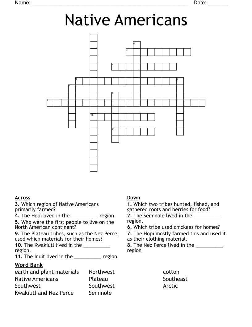 Native Americans Crossword