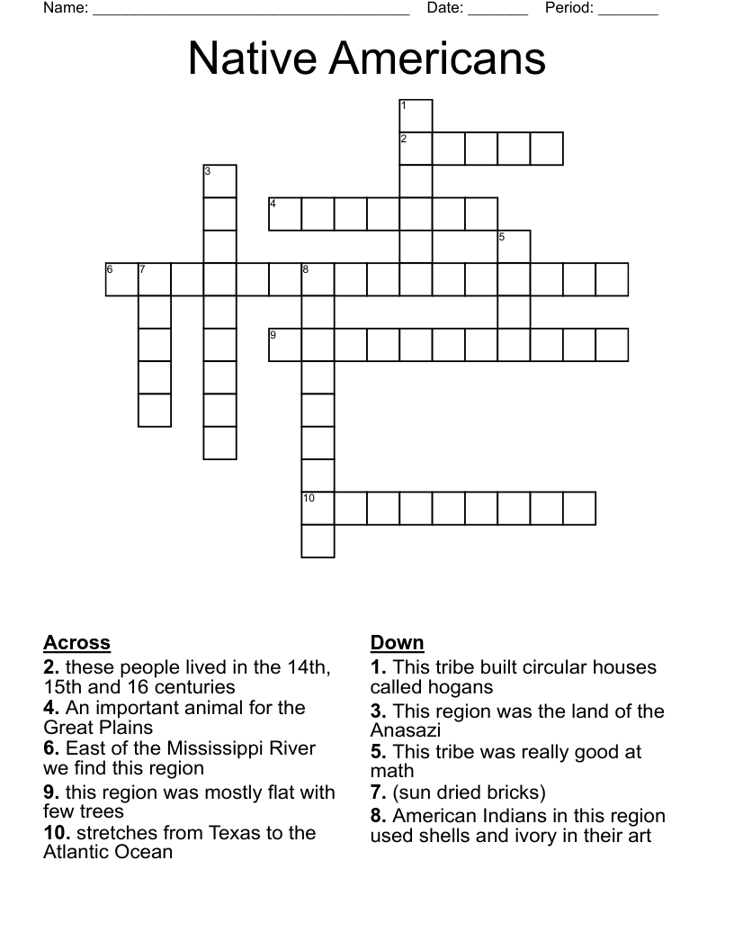 Native Americans Crossword