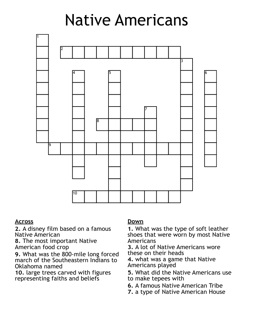 Native Americans Crossword