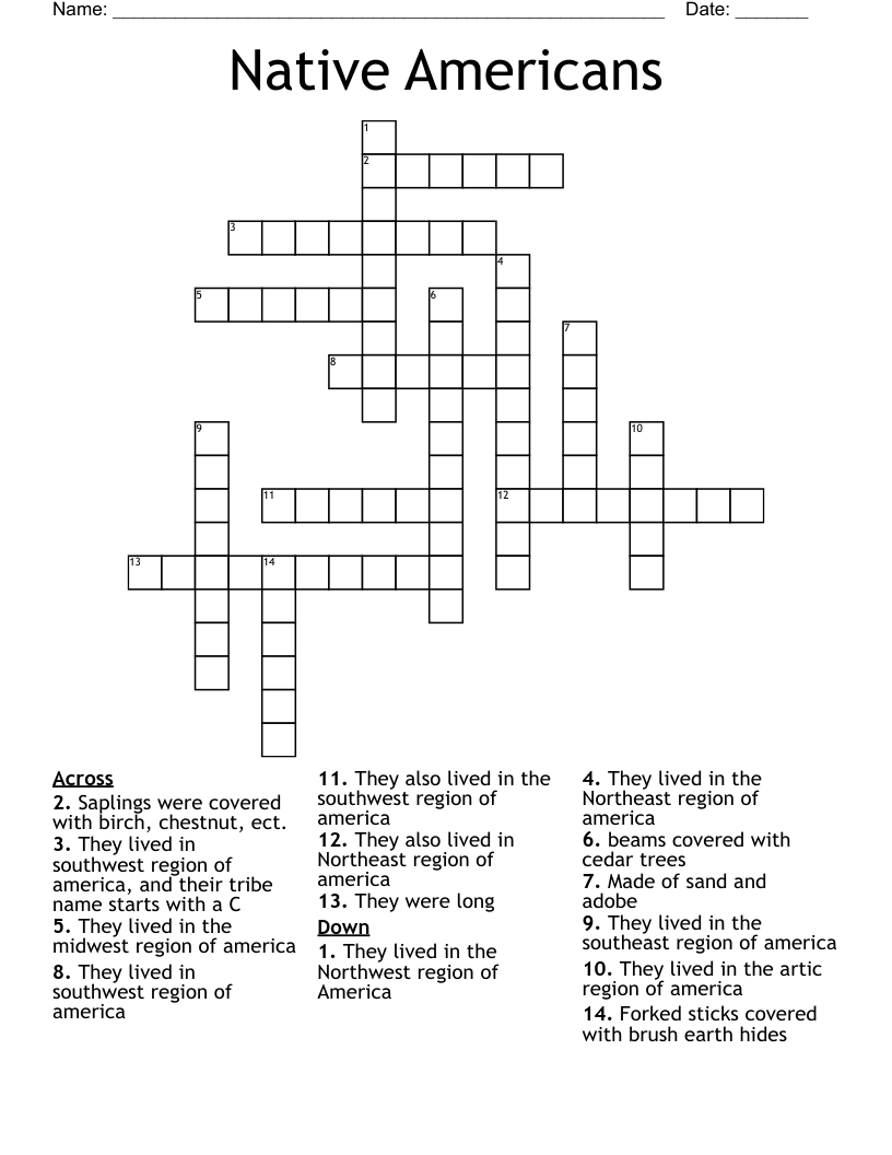 Native Americans Crossword