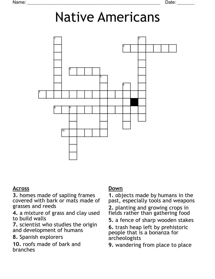 Native Americans Crossword
