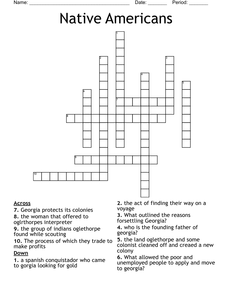 Native Americans Crossword