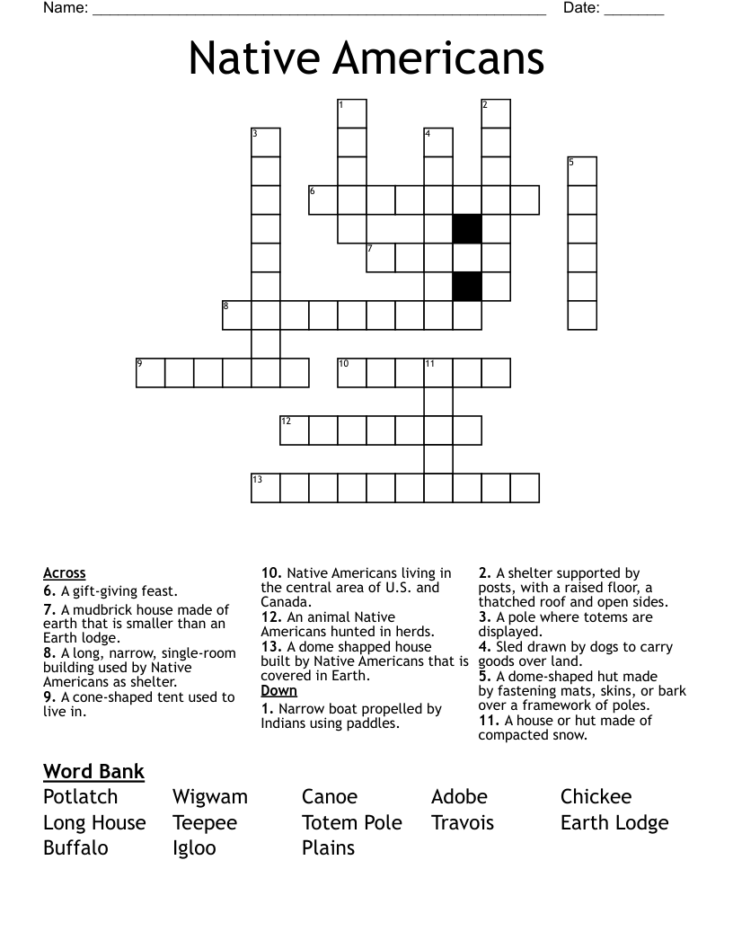 Native Americans Crossword