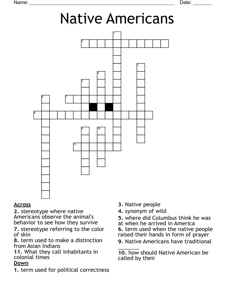 Native Americans  Crossword
