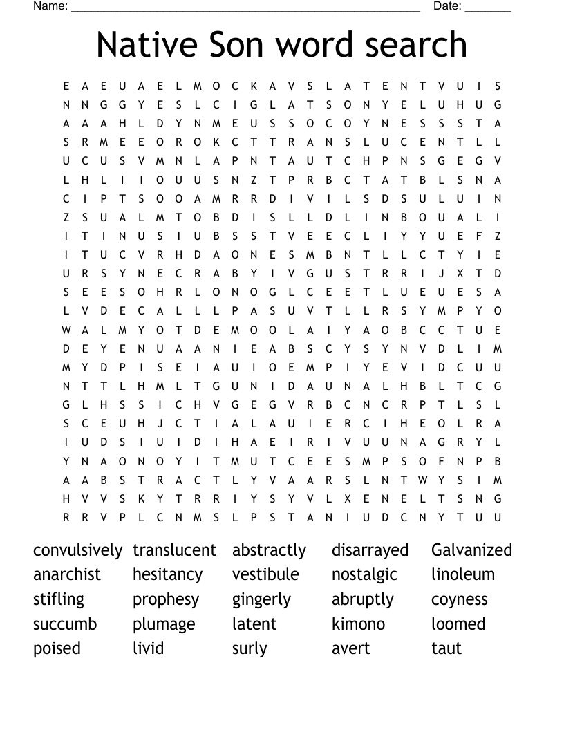 Native Son word search