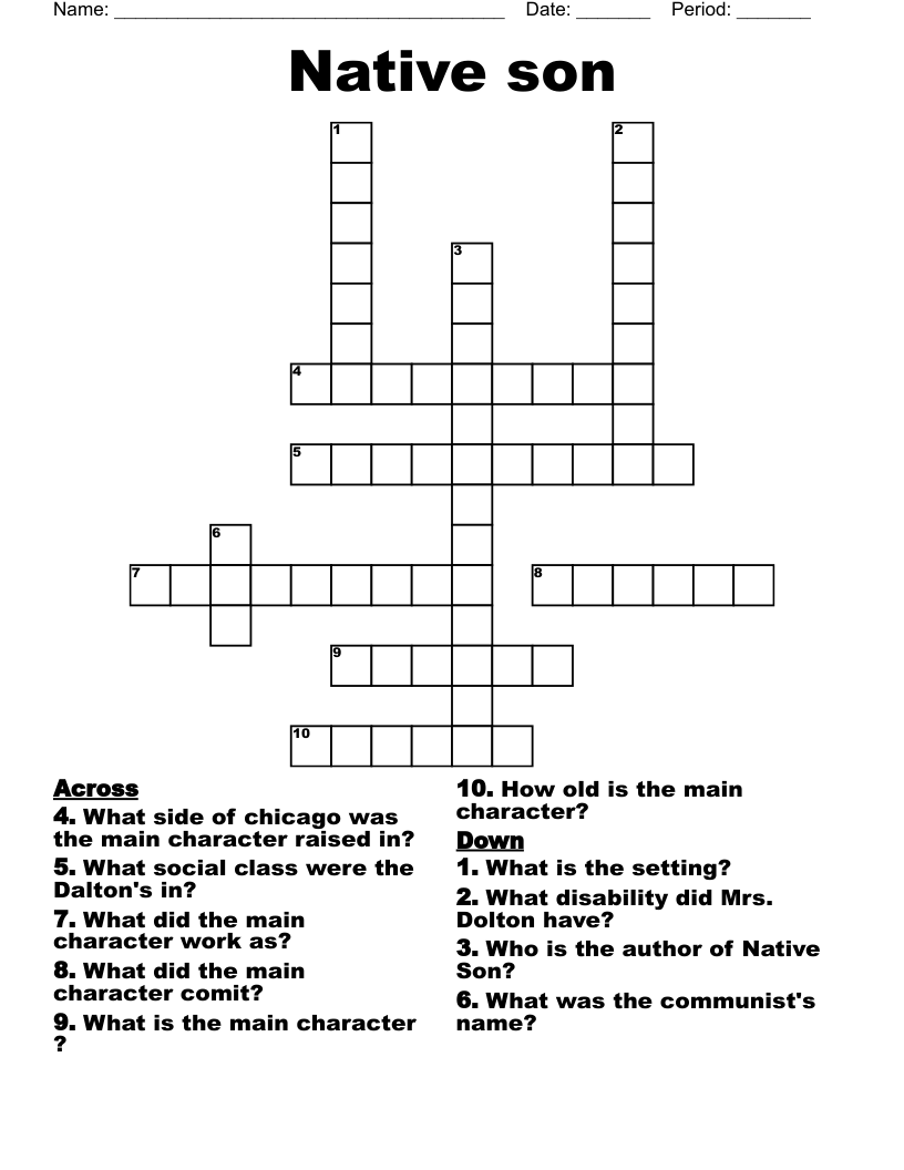 Native son Crossword