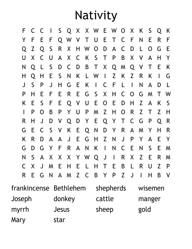 Nativity Word Search