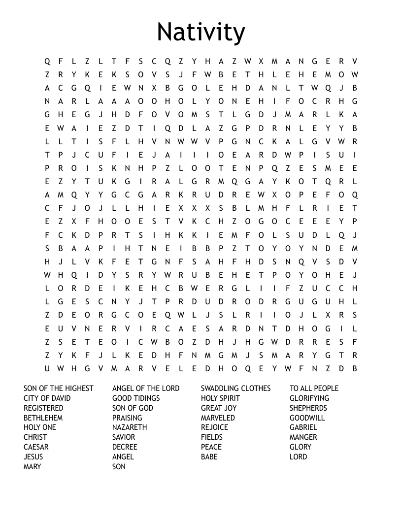 Nativity Word Search
