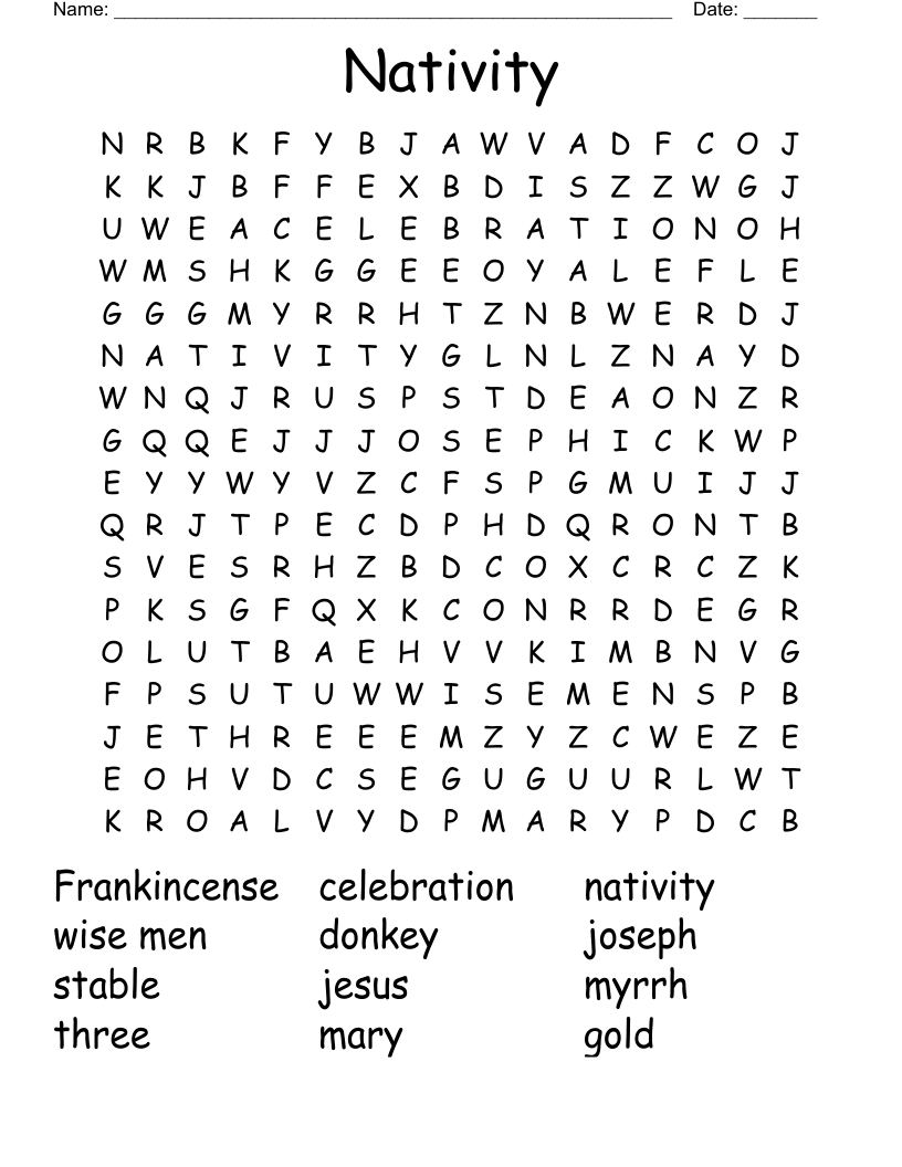 Nativity Word Search