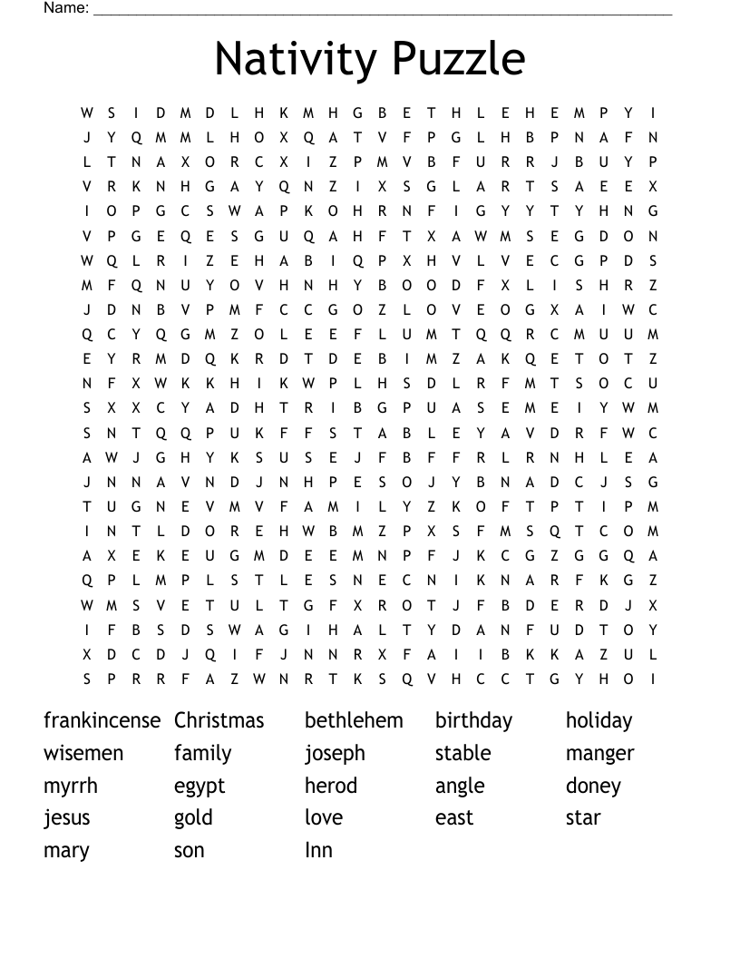 Nativity Puzzle Word Search