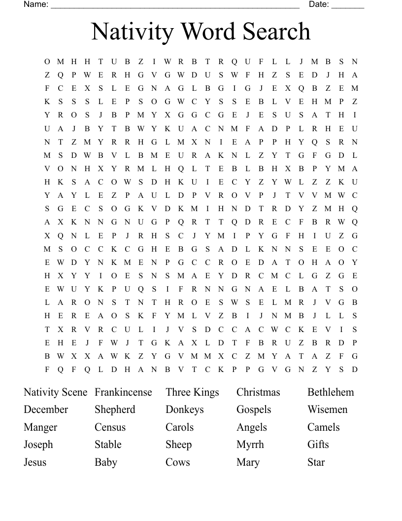 Nativity Word Search