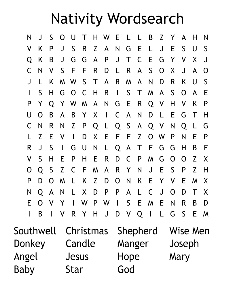 Nativity Wordsearch
