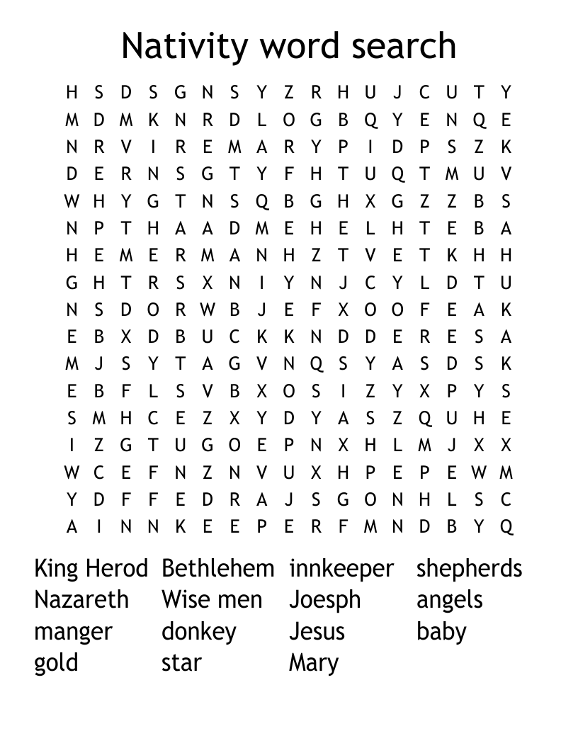 Nativity word search