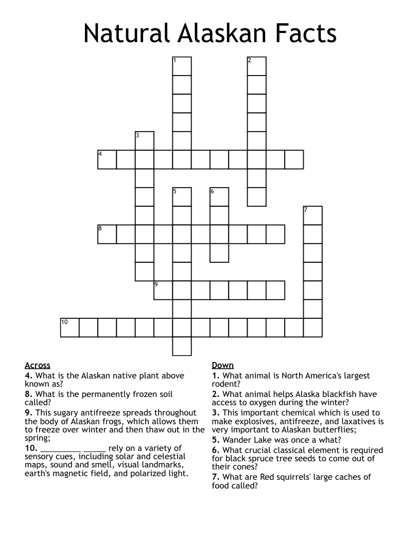 Natural Alaskan Facts Crossword
