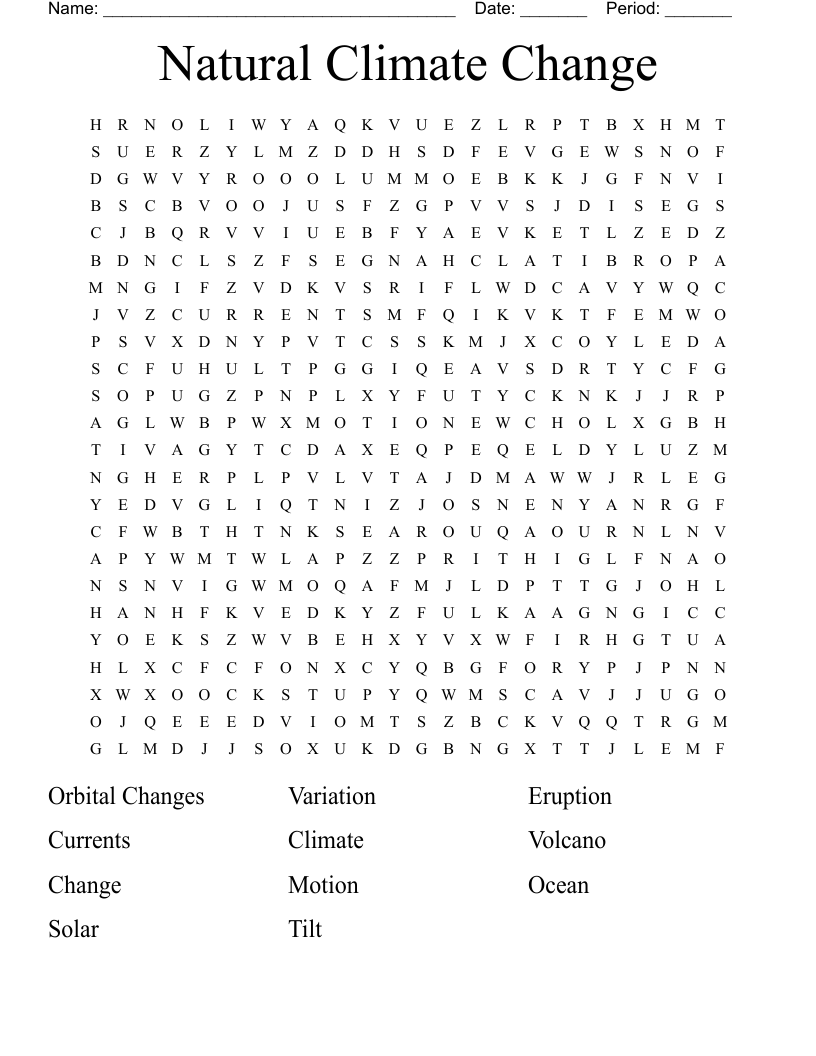Natural Climate Change Word Search