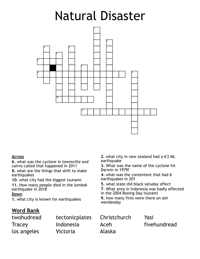 Natural Disaster Crossword