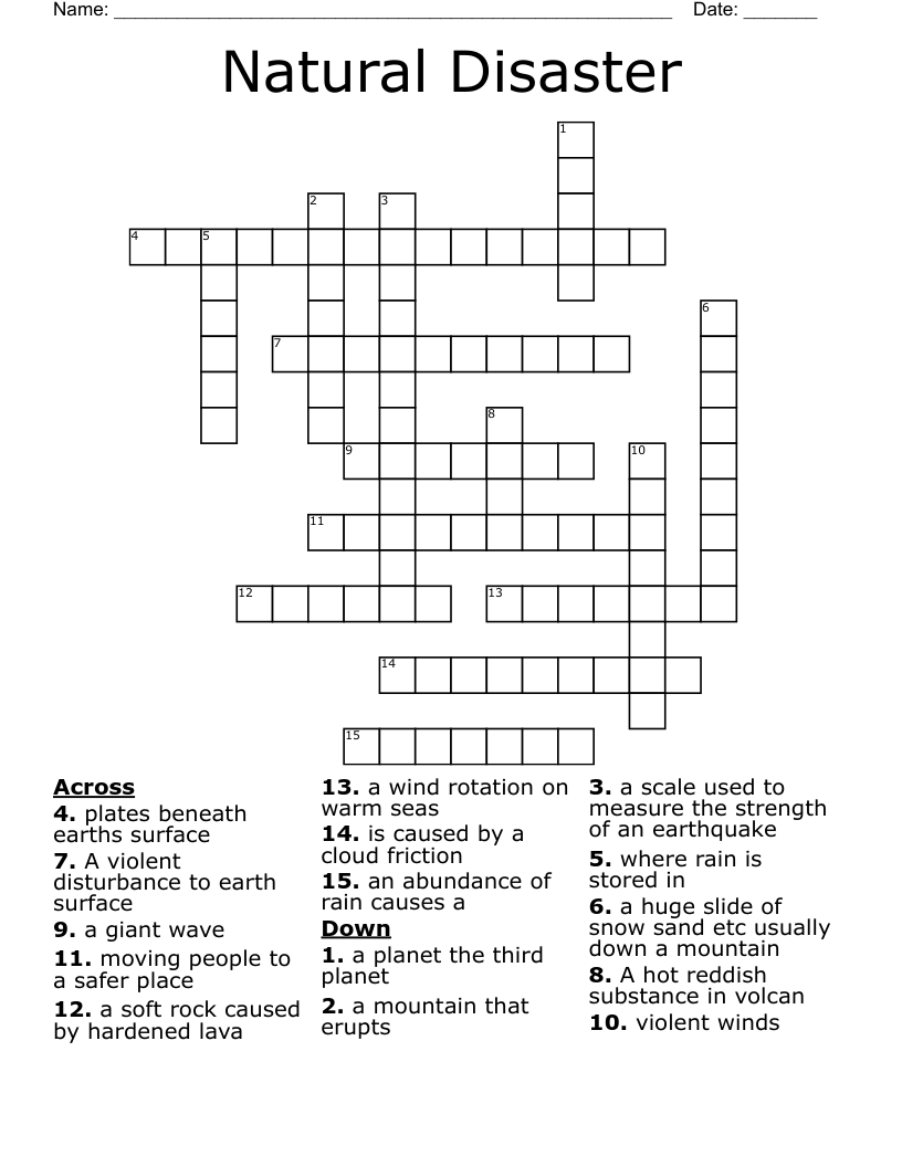 Natural Disaster Crossword