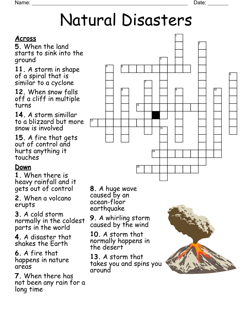 Natural Disasters Crossword